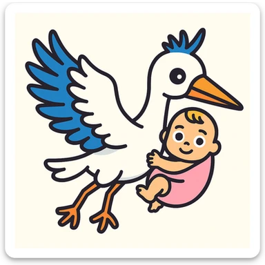 create more emoji style variations of this stork carrying a baby image sticker