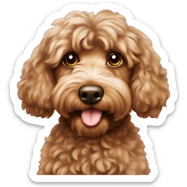 Brown fluffy cockapoo with a bow on ears  sticker