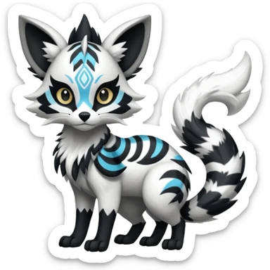 Futuristic furry fluffy floofy feathery tribal marked Genet-Absol-Kyurem-Zeraora-Primagen-fusion-creature  sticker