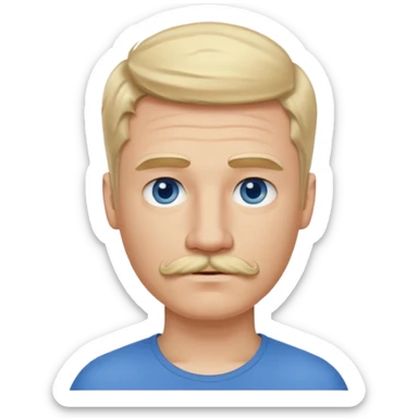 normal emoji 👨🏼 white guy with blond hair, mustache, and blue eyes. No shoulders or neck. Just head. Hair a little mussed and stylish sticker