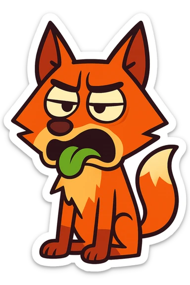 fox with disgusted expression, cartoon style, vibrant colors sticker