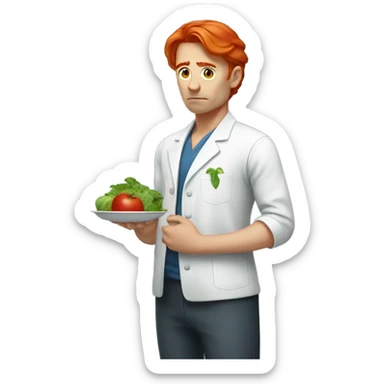 red hair nutritionist sad with no money sticker