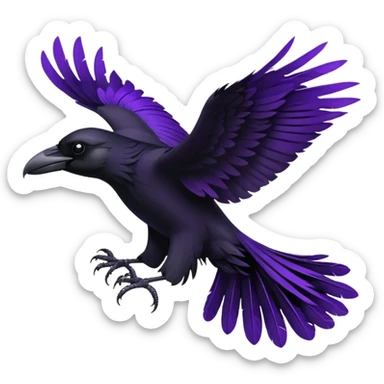 Raven in flight with purple accent sticker