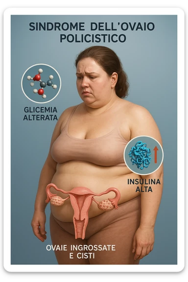 Donna con insulina fuori controllo  in 3D immagine medica donna pcos in italiano sticker