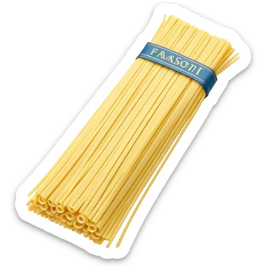 bundle of dry spaghetti, fanned out, pale yellow, straight and smooth, subtle reflections, clean lines, 3D clean style, no packaging, transparent background sticker