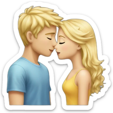 A blond boy who kisses a pretty blonde girl  sticker