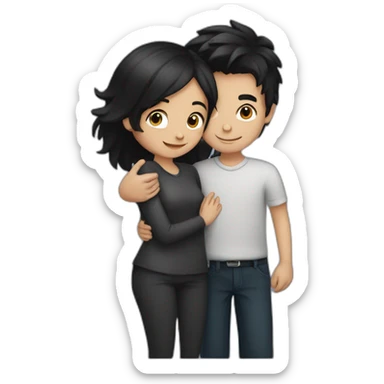 dark hair girl hugging dark hair boy  sticker
