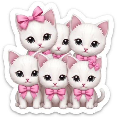 Gatitos blancos con moños rosas  sticker