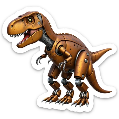 T-rex with robot parts sticker