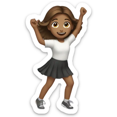 Girl with brown hair dancing sticker