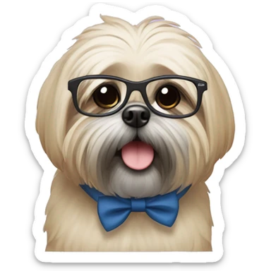 Um cacorro da raça lhasaapso de grvata e oculos sticker