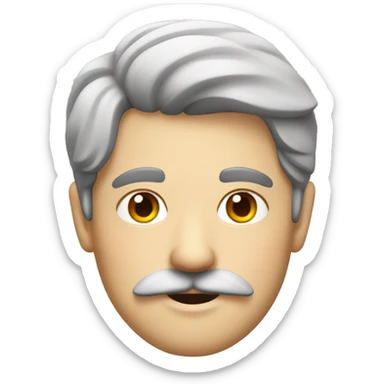 German guy with middle parted hair and a moustache sticker