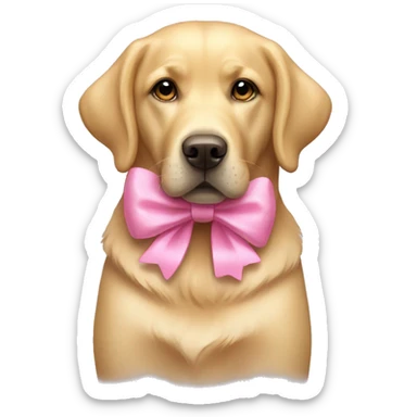 Golden Labrador with a pink bow sticker