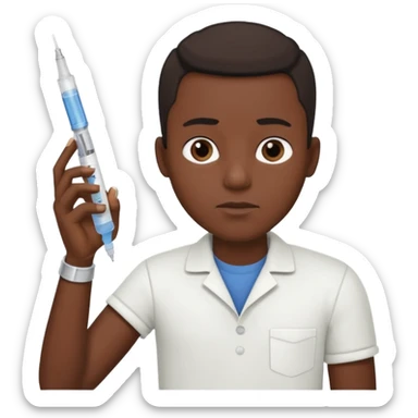 sick black man getting syringe shot arm sticker