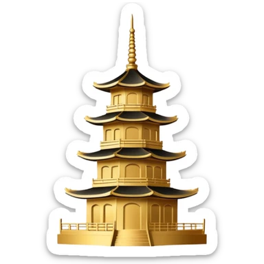 Simple iconic Chinese pagoda silhouette, minimal details, representative symbol sticker