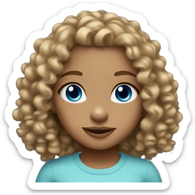 light skin girl blue eyes long curly brown  sticker