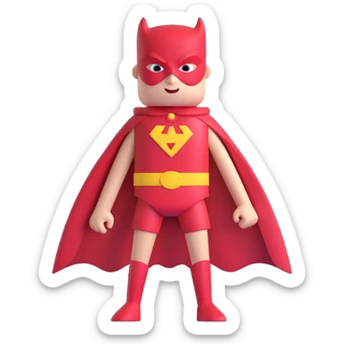 toilet roll superhero, standing heroically, hands on hips, mask, cape fluttering, playful style sticker