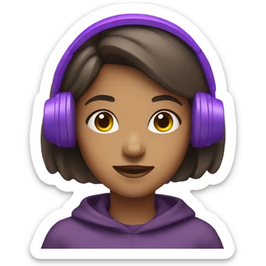 a girl in with purple headphones sticker