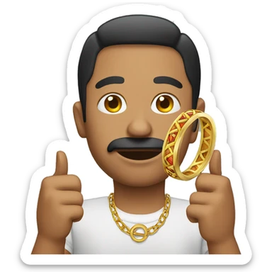 Mexican guy holding ring sticker