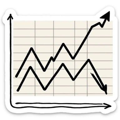 A line graph in the style of a Japanese sketch sticker