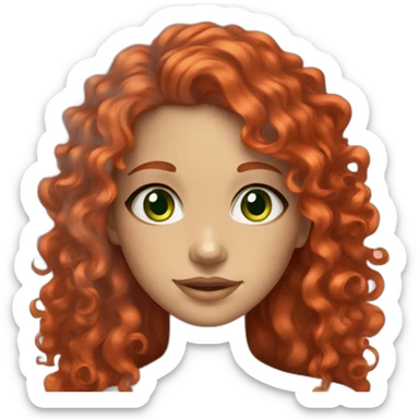 girl green eyes curly red hair sticker