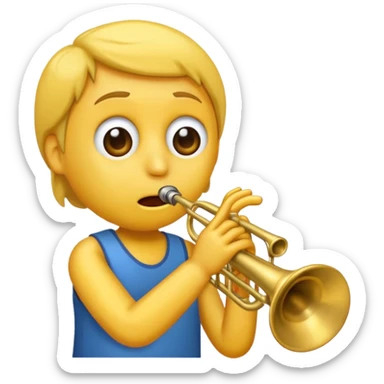 Emoji triste tocando el trombón sticker
