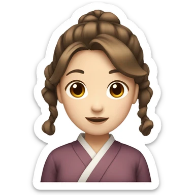 japanese girl with brown hair and double ponytail sticker