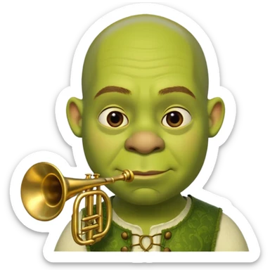 shrek sans cheveux et deux petites oreilles en trompettes une sur chaque cote de son crane sticker