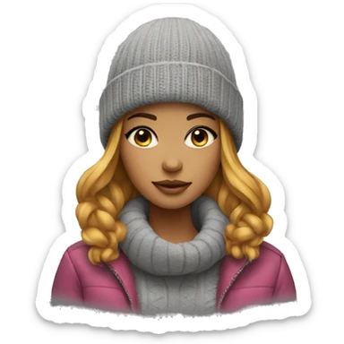 Stylish girl in beanie sticker