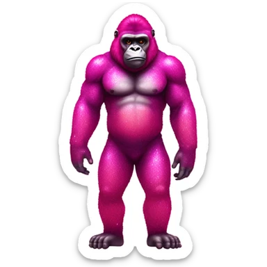Hot pink ombre full body gorilla with glitter sticker