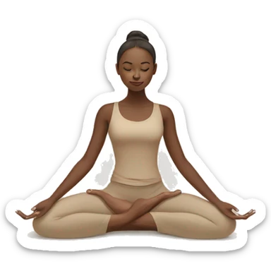 Girl doing yoga in beige tones  sticker