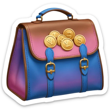 Coins inside brown leather bag, make bag always brown  color

Coins inside gradient color - Blue to pinl sticker