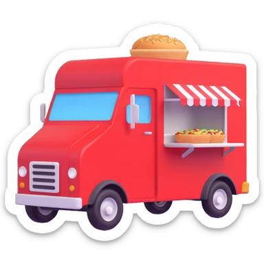 generate me a 3D red truck icecream food truck sticker