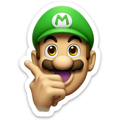 super mario making the quite sign with his finger to his mouth sticker