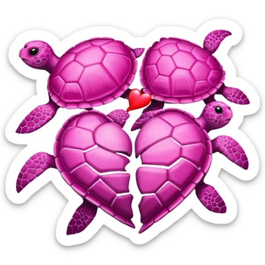 Pink Sea turtles with heart sticker