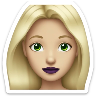 Blonde girl with dark green eyes and purple lips sticker