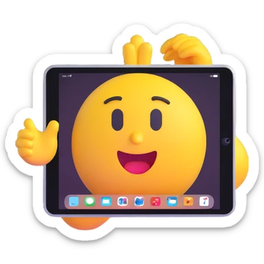 an iPad, 3D emoji style sticker