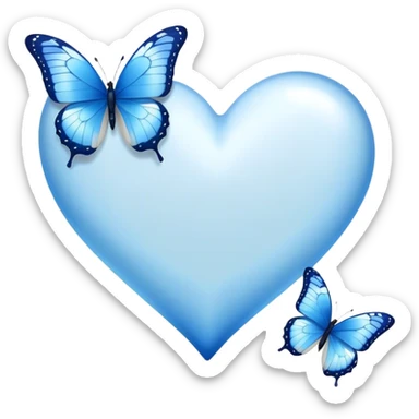 white heart with blue butterflies sticker