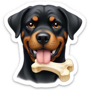 Rottweiler dog with bone in mouth sticker