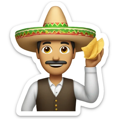 Man wearing Mexican hat and Mexican food sticker