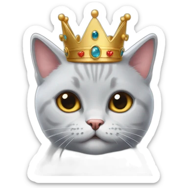 a cute british short hair cat wearing a crown sticker