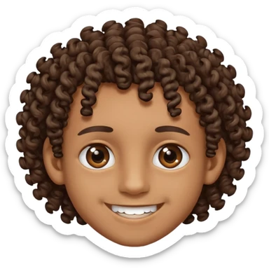 Brown skin boy with curly hair, smiling with braces, have one onyx eye color the other eye is light brown with a slit eyebrow sticker