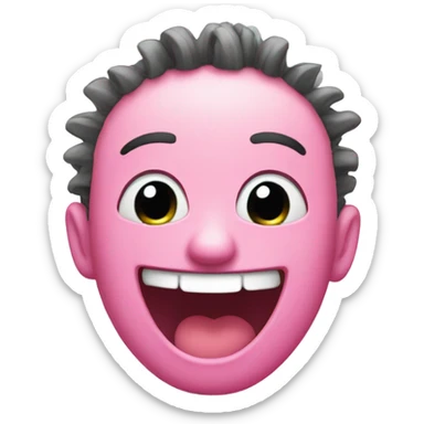 Pink laughing Emoji with long eyelashes on a sunny afternoon sticker