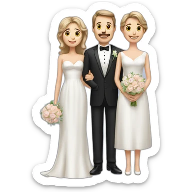 mother bride groom father all standing in a line sticker