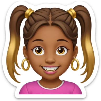 Babygirl with ponytails and gold teeth sticker