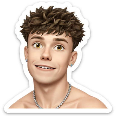 smiling boy with jewelry portrait sticker