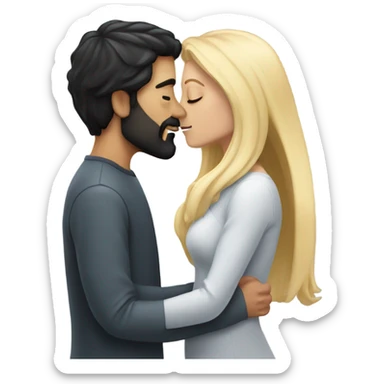 White man black hair and beard kissing white woman blonde long hair  sticker