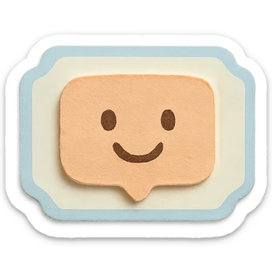 soft pastel hand-drawn label frame with soft edges, paper craft style, with a smiling face accent sticker