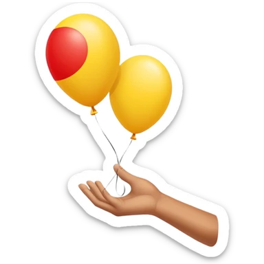 letting go of a yellow red balloon hand  sticker