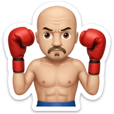 White middle age boxer goatee bald head sticker